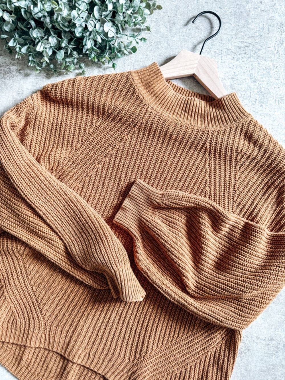 Old Navy Rust Orange Chunky Knit Balloon Sleeve Sweater Top Size Small